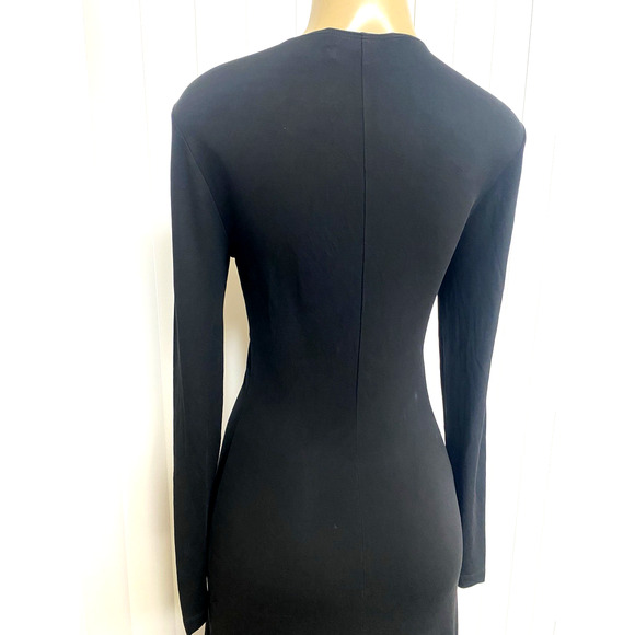 Michael Kors Collection Maxi Dress Black Twist Knot Front Long Sleeve V Neck 10 - Picture 5 of 8